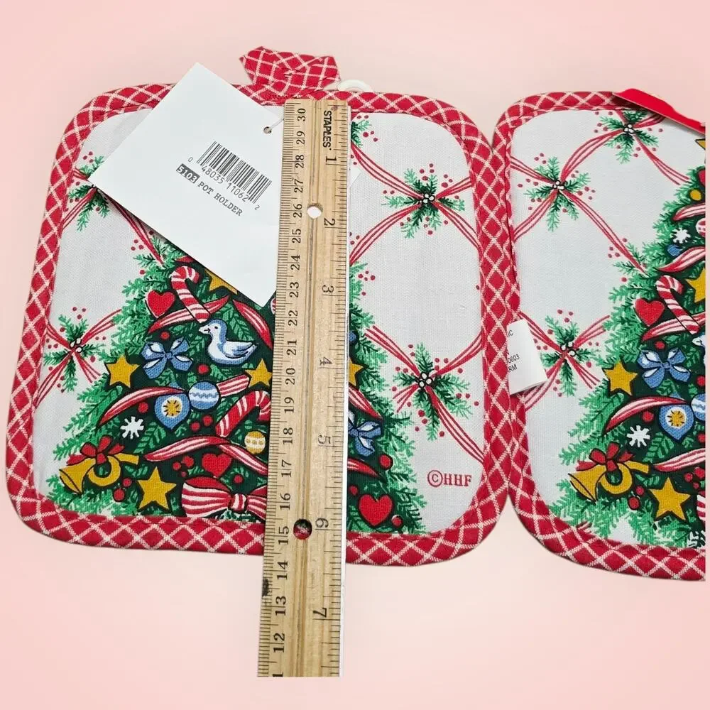 Vintage Set Of 3 Christmas Pot Holders Christmas Tree And Snowmen NOS‎